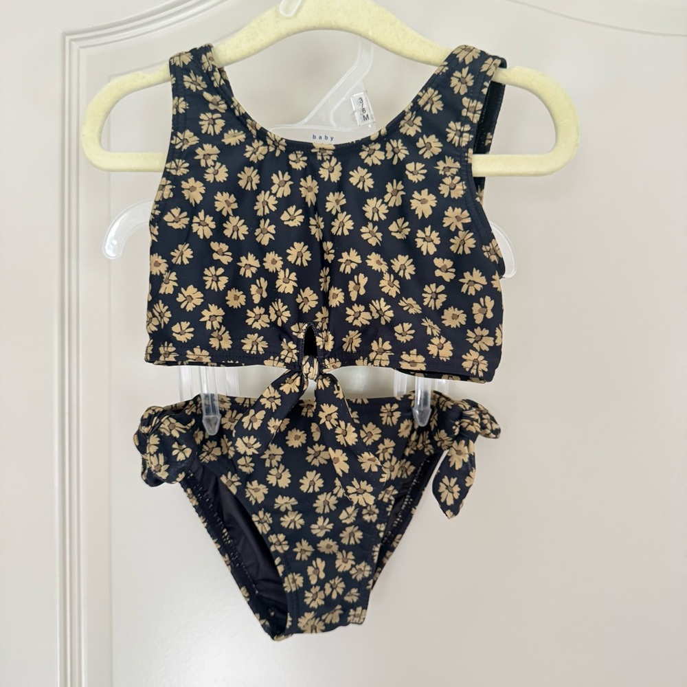 Rylee + Cru Knotted Bikini - Black Floral